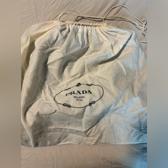 Authentic Vintage Prada Tote Blue Jean Bag Brown Leather Handle - Picture 11 of 12